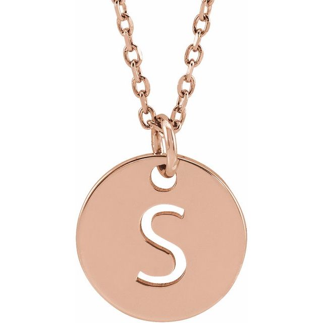 14K Rose Initial S 16-18&quot; Necklace
