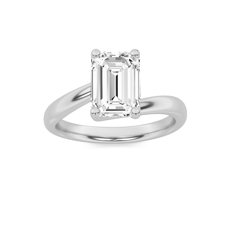 2Cttw Round Shaped Lab Grown Diamond (F/VS) Bypass Shank Engagement Ring in 14K Gold