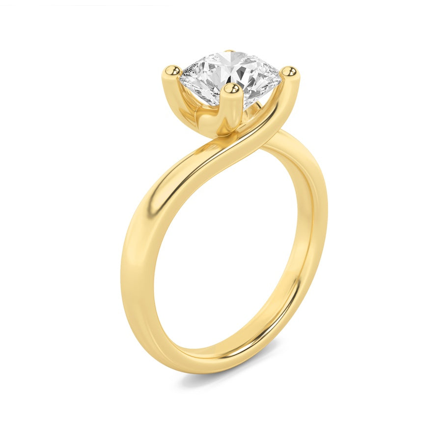 2Cttw Round Shaped Lab Grown Diamond (F/VS) Bypass Shank Engagement Ring in 14K Gold