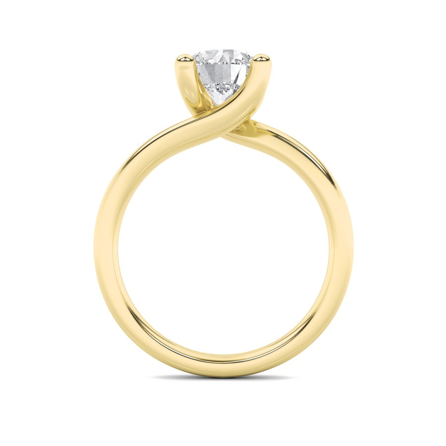 2Cttw Round Shaped Lab Grown Diamond (F/VS) Bypass Shank Engagement Ring in 14K Gold