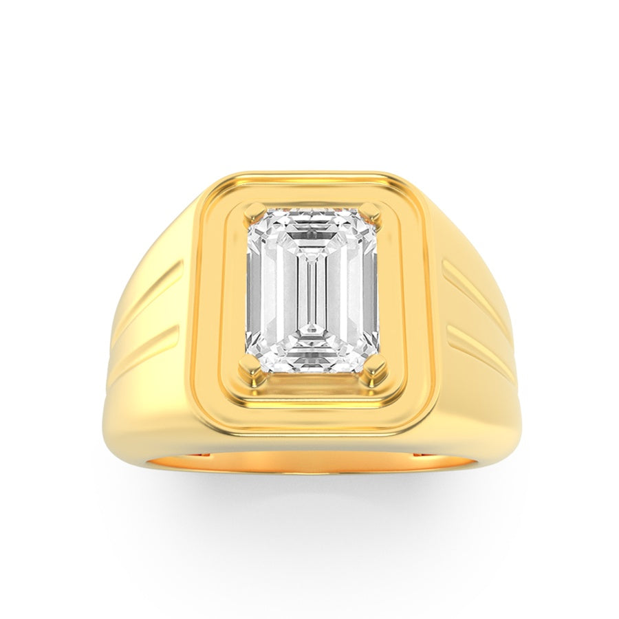 2Cttw Emerald Shaped Lab Grown Diamond (F/VS) MensRing in 14K White Gold