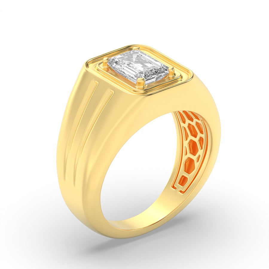2Cttw Emerald Shaped Lab Grown Diamond (F/VS) MensRing in 14K White Gold