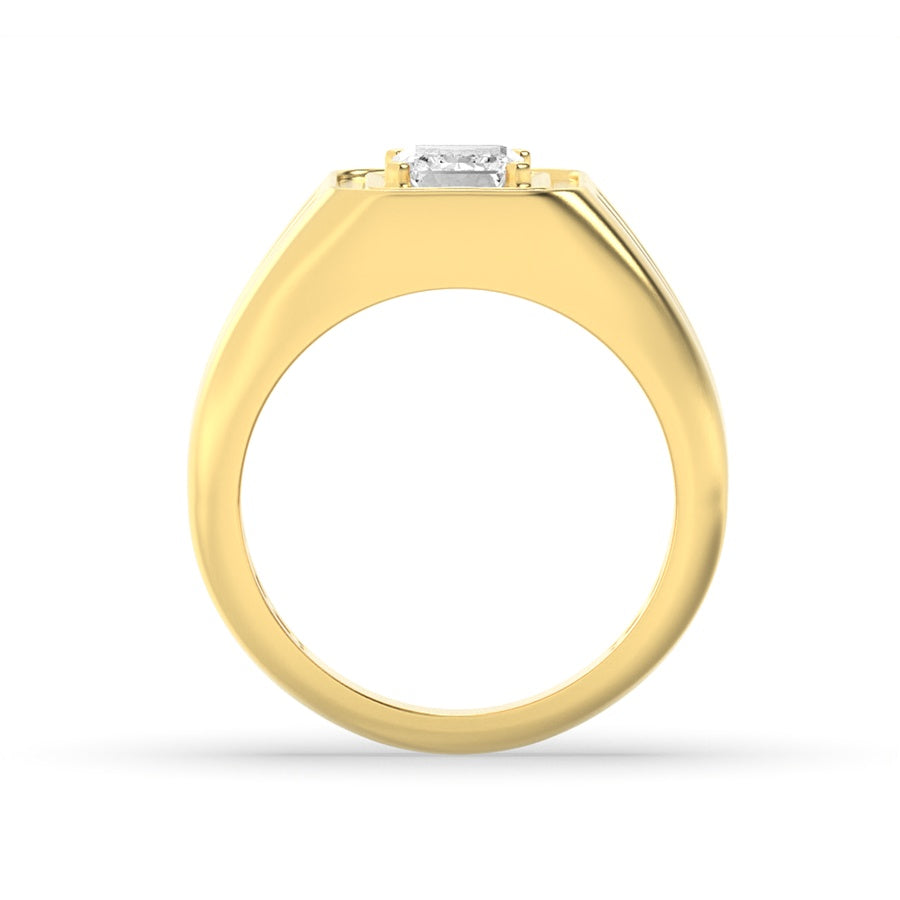 2Cttw Emerald Shaped Lab Grown Diamond (F/VS) MensRing in 14K White Gold