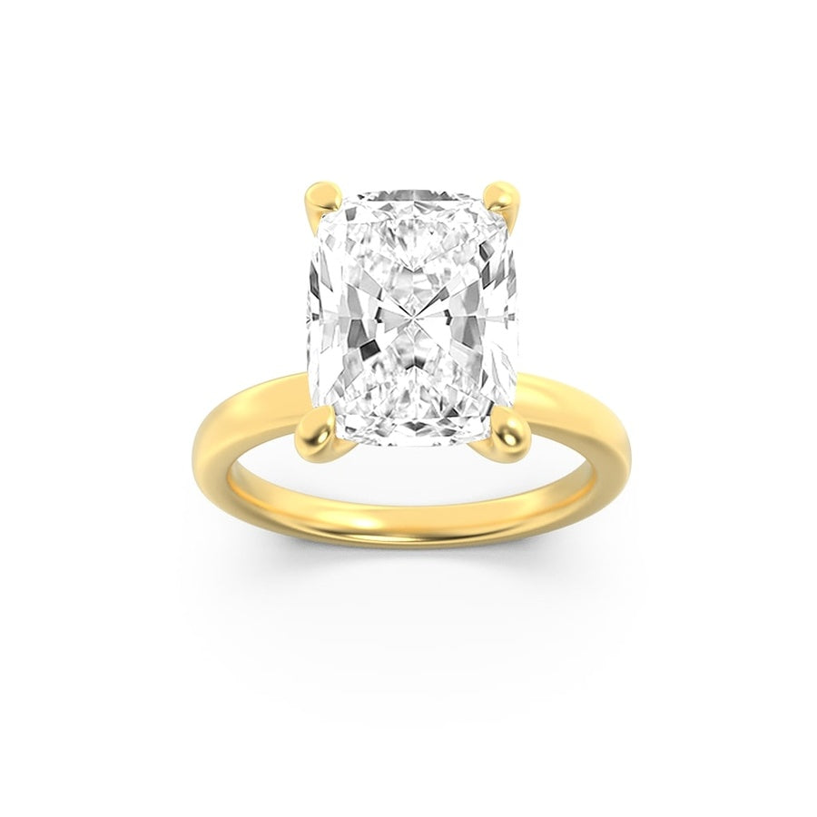2Cttw Princess Shaped Lab Grown Diamond (F/VS) Hidden Halo Plain Shank Engagement Ring in 14K Gold