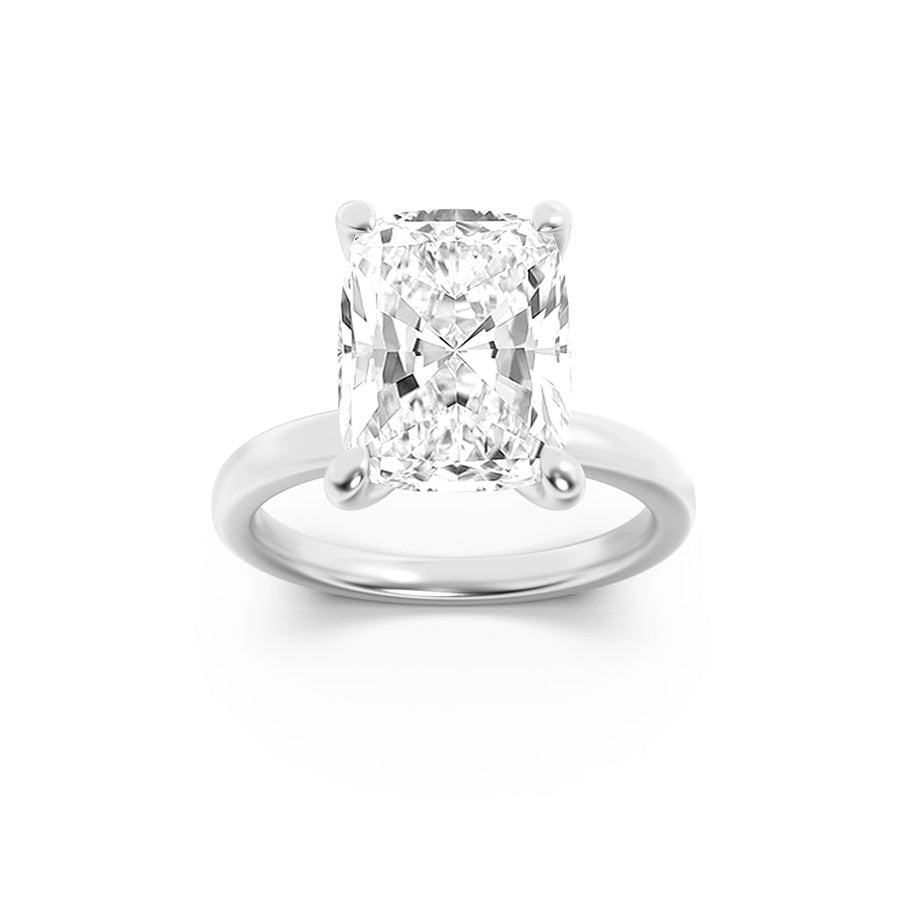 2Cttw Princess Shaped Lab Grown Diamond (F/VS) Hidden Halo Plain Shank Engagement Ring in 14K Gold