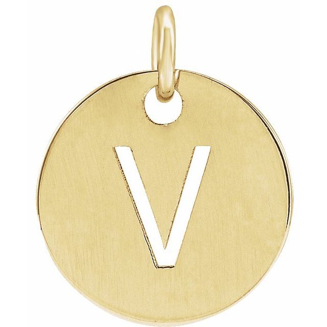 14K Rose Initial V Pendant