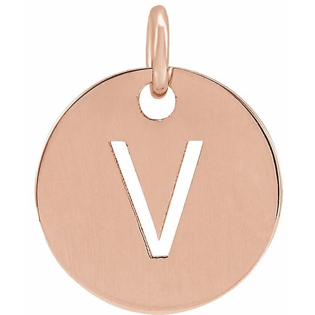 14K Rose Initial V Pendant