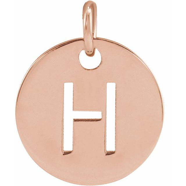 14K Rose Initial H Pendant