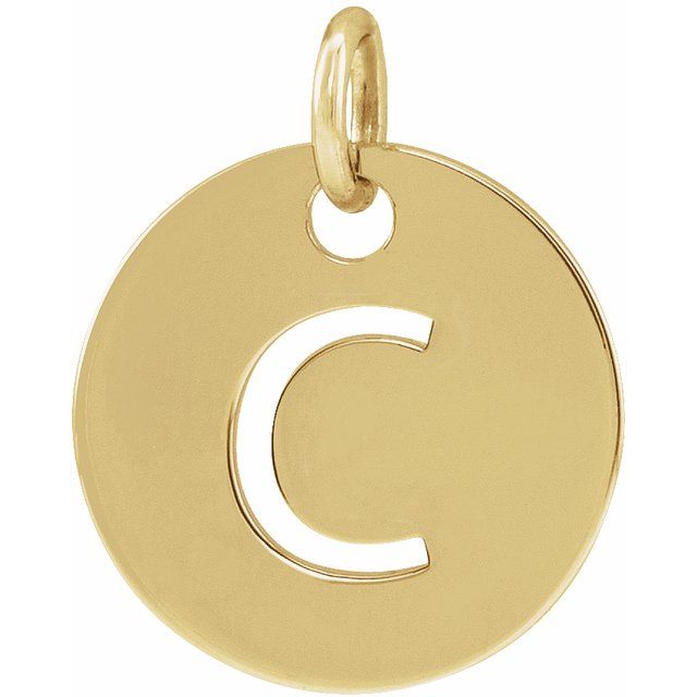 14K Rose Initial C Pendant