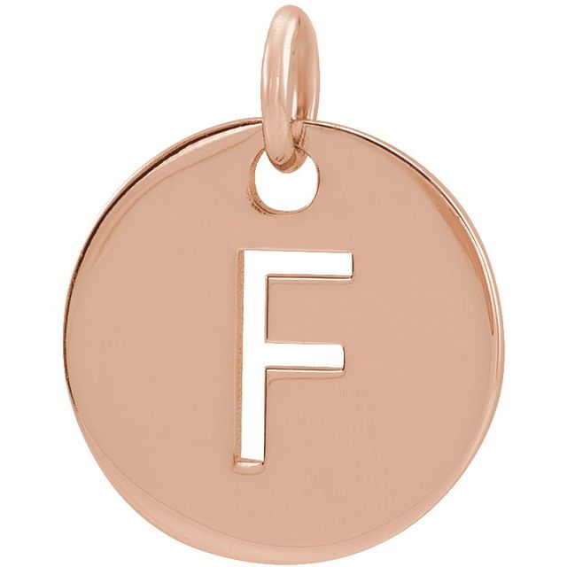 14K Rose Initial F Pendant