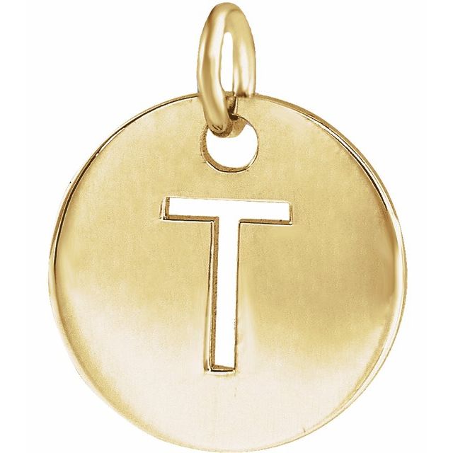 14K Rose Initial T Pendant