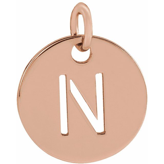 14K Rose Initial N Pendant