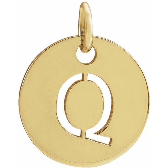 14K Rose Initial Q Pendant