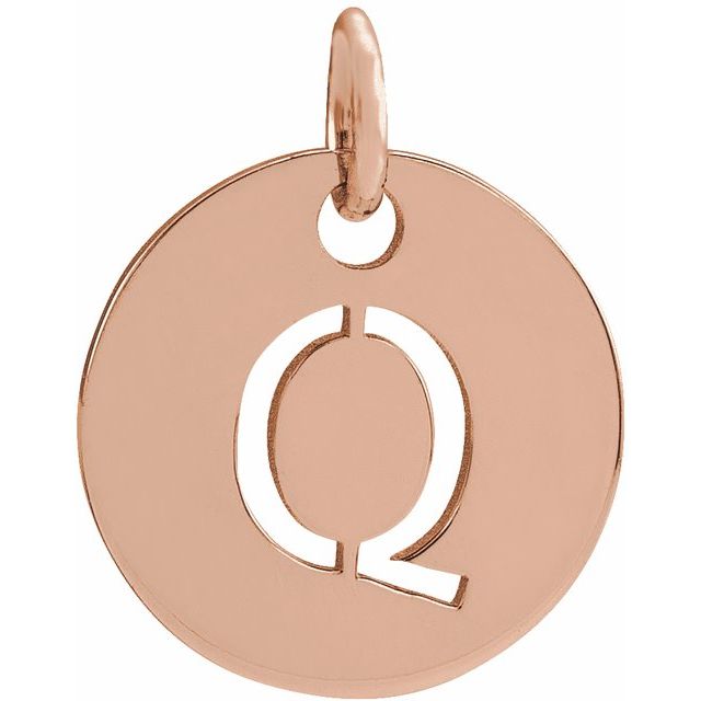 14K Rose Initial Q Pendant