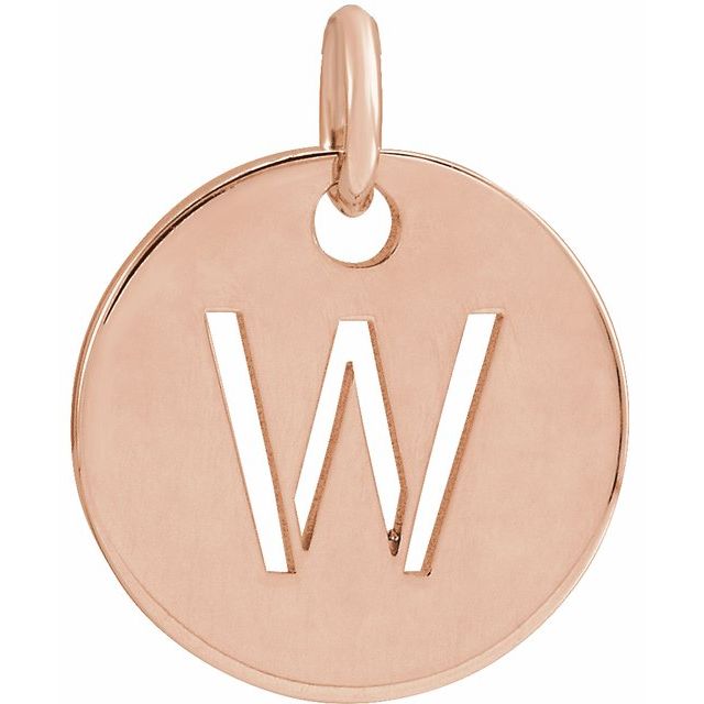 14K Rose Initial W Pendant