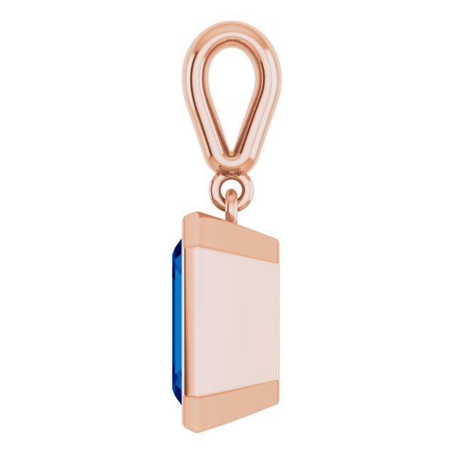 14K Rose Lab-Grown Blue Sapphire Pendant