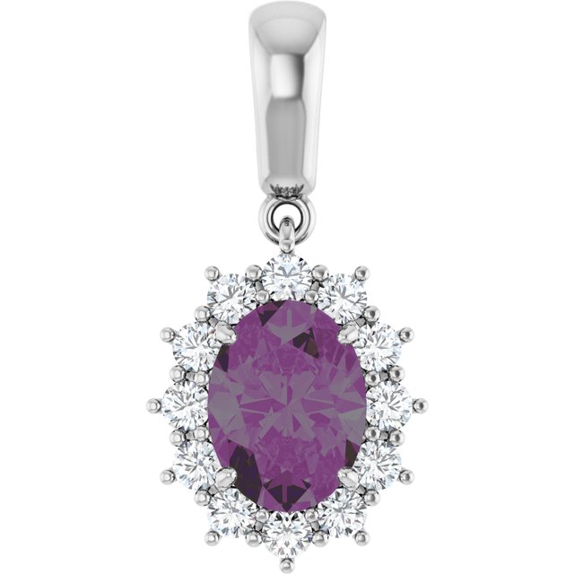 14K White Lab-Grown Alexandrite &amp; 1/3 CTW Natural Diamond Pendant
