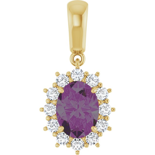 14K White Lab-Grown Alexandrite &amp; 1/3 CTW Natural Diamond Pendant