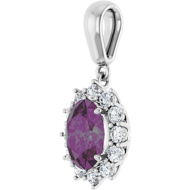 14K White Lab-Grown Alexandrite &amp; 1/3 CTW Natural Diamond Pendant