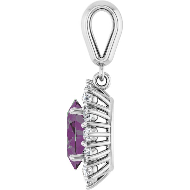 14K White Lab-Grown Alexandrite &amp; 1/3 CTW Natural Diamond Pendant