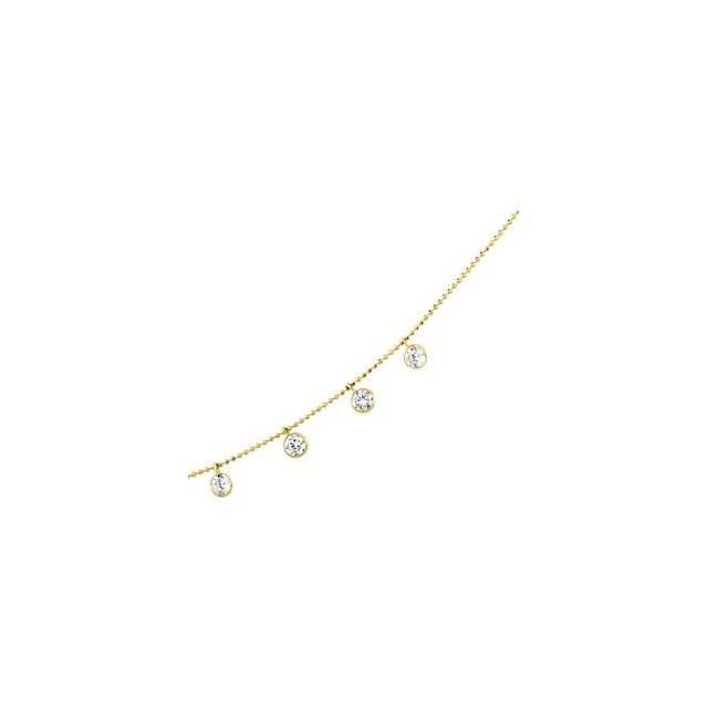 14K Yellow Imitation White Cubic Zirconia Station 16" Necklace