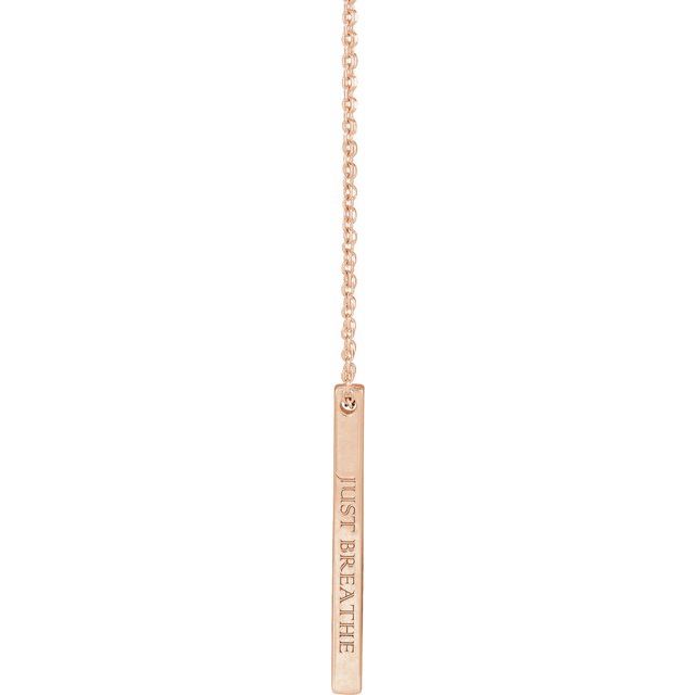 14K Rose Engravable Four-Sided Bar 16-18&quot; Necklace