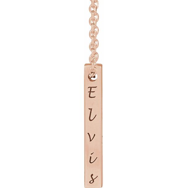 14K Rose Engravable Four-Sided Bar 16-18&quot; Necklace