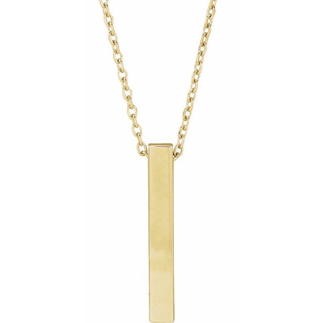 14K Rose Engravable Four-Sided Bar 16-18&quot; Necklace