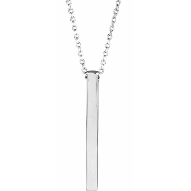 14K Rose Engravable Four-Sided Bar 16-18&quot; Necklace