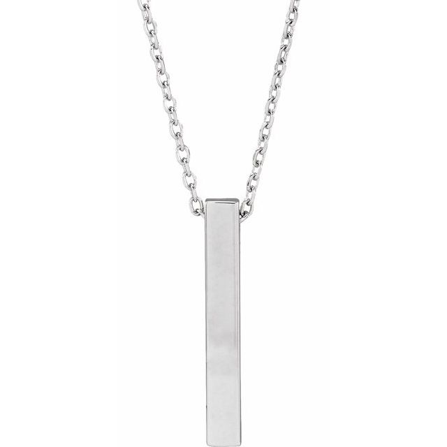 14K Rose Engravable Four-Sided Bar 16-18&quot; Necklace