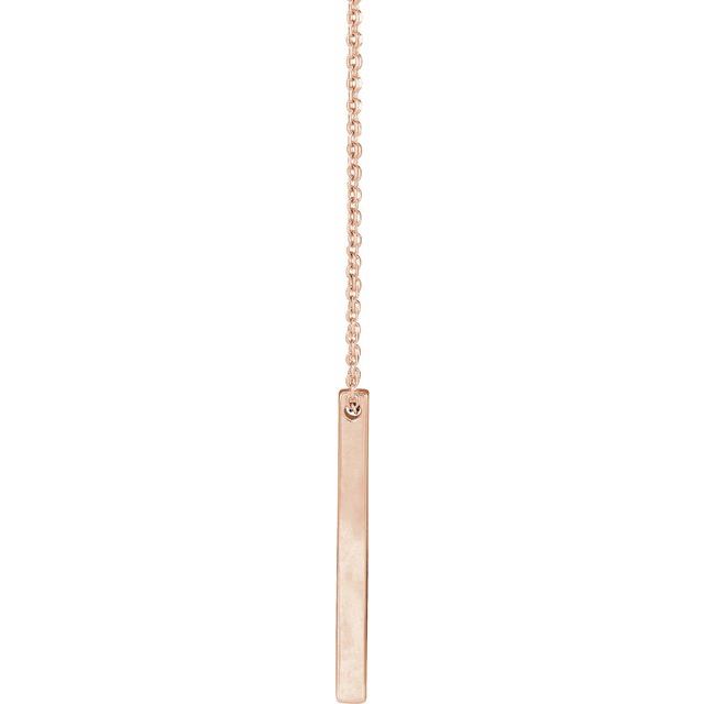 14K Rose Engravable Four-Sided Bar 16-18&quot; Necklace
