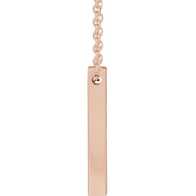 14K Rose Engravable Four-Sided Bar 16-18&quot; Necklace