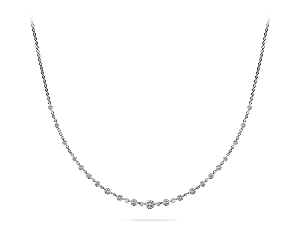 Graduated Diamond And Chain Link Necklace