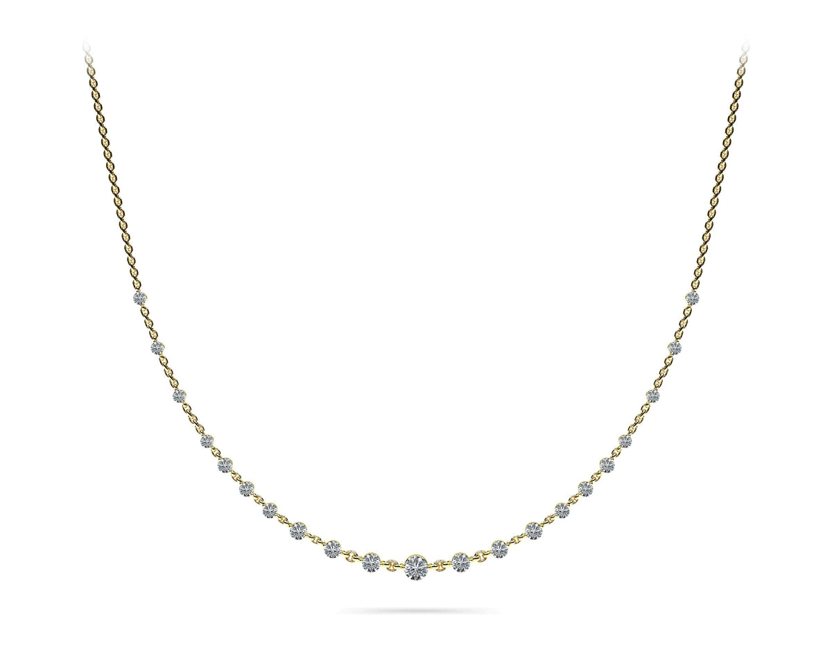 Graduated Diamond And Chain Link Necklace