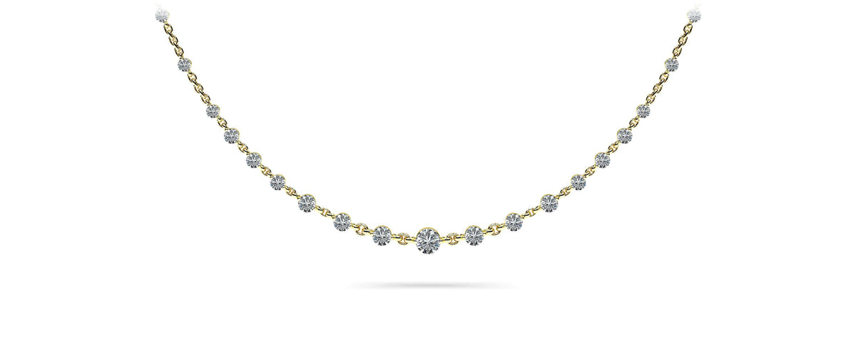 Graduated Diamond And Chain Link Necklace