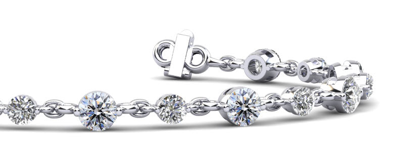 Alternating Diamond And Chain Link Bracelet
