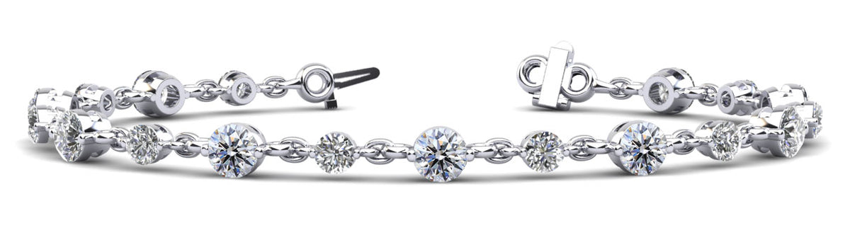 Alternating Diamond And Chain Link Bracelet