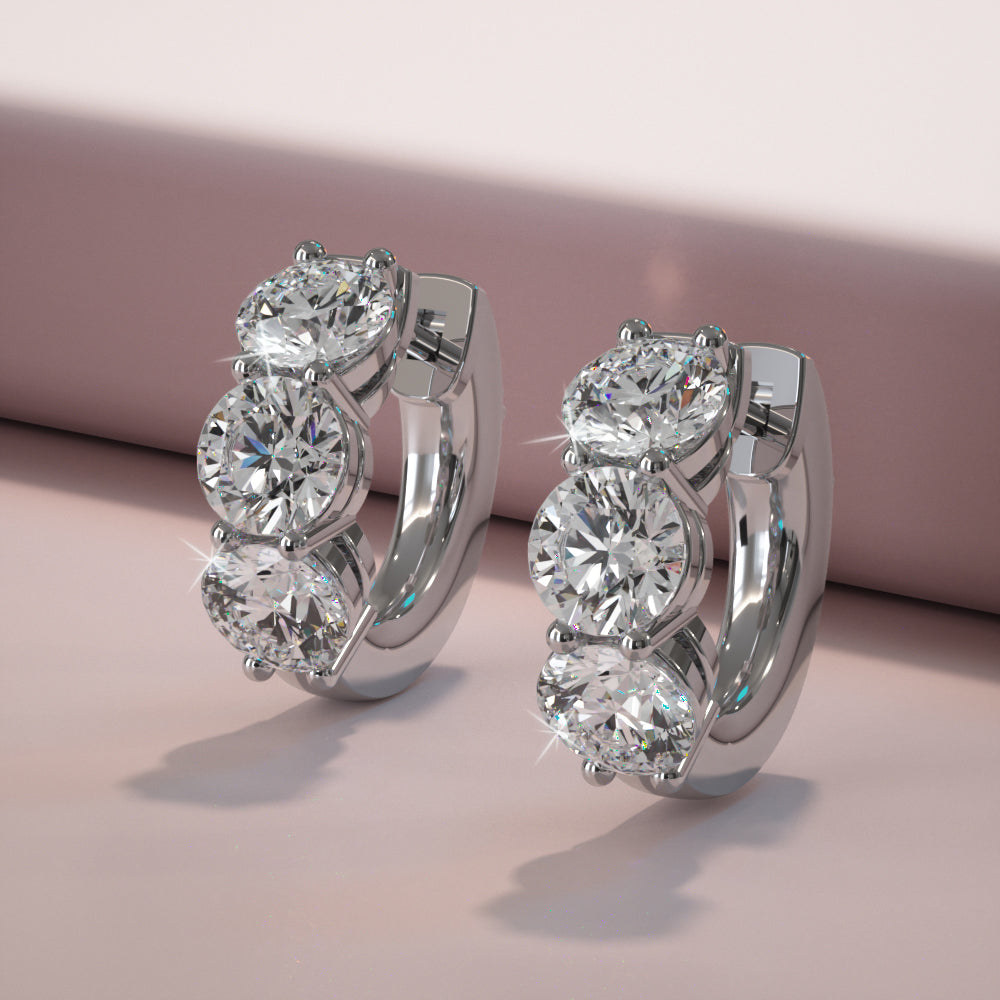 Tres Brilliance Huggie Hoops