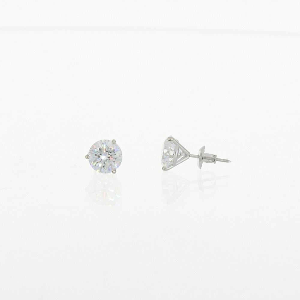 14K White Gold Lab-Created Diamond 3 Prong Martini Screw Back Studs 2.75 CTW